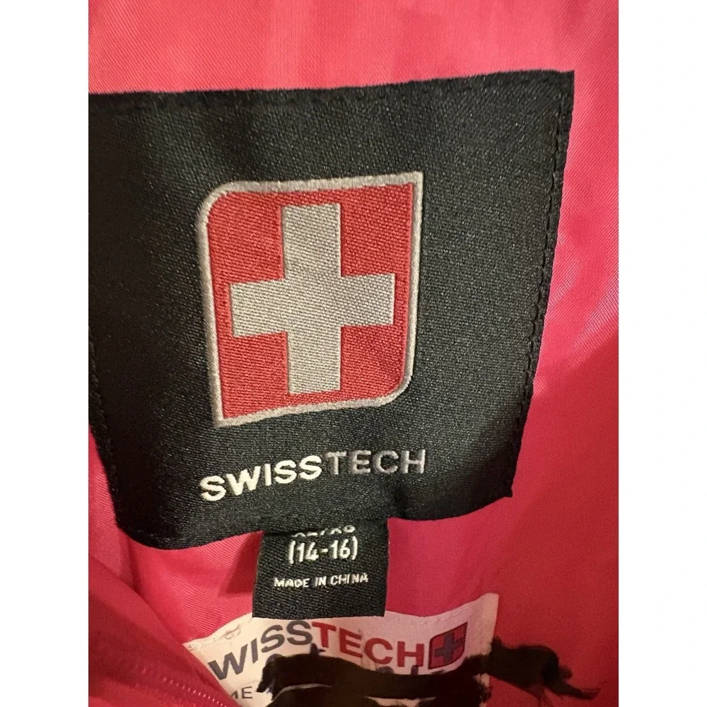 SwissTech Pink Snow Bib Pants 14-16 Kids Unisex Adjustable Straps‎ Pocket